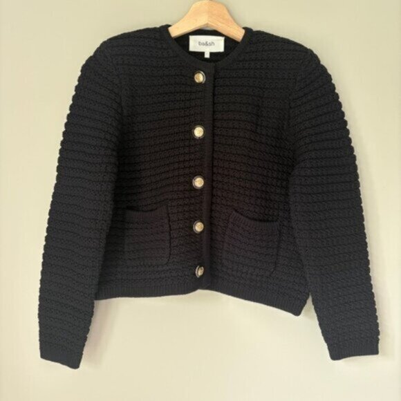 NEW Ba&sh Bash Gaspard Tweed Cardigan Jacket in Black | size 1 / S - Picture 8 of 13